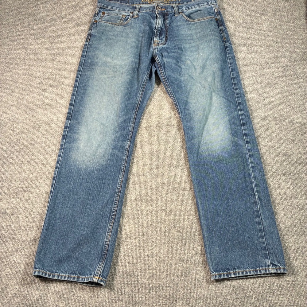 American Eagle Slim Straight Jeans Mens 33x30 Blue Medium Wash Denim Stretch